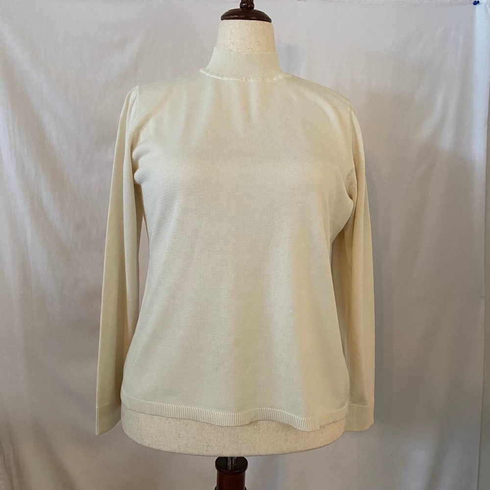 Coldwater Creek XL Off-white, Long Sleeve, Mock Turtleneck Sweater
